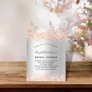 Prospectus 11,4 Cm X 14,2 Cm Douche nuptiale argent rose or budget invitation