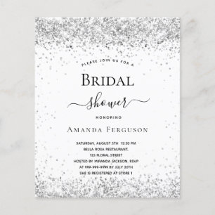 Prospectus 11,4 Cm X 14,2 Cm Douche nuptiale blanc argenté invitation budget