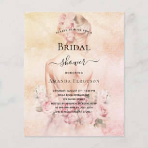 Prospectus 11,4 Cm X 14,2 Cm Douche nuptiale blonde mariée rose budget invitati