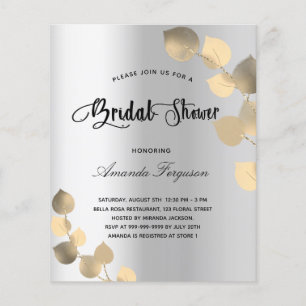 Prospectus 11,4 Cm X 14,2 Cm Douche nuptiale eucalyptus argent budget invitatio