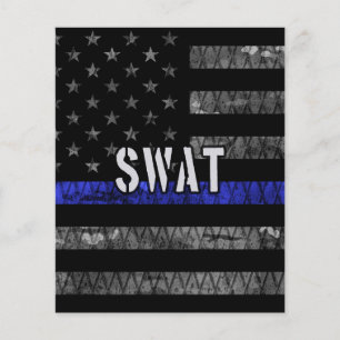 Prospectus 11,4 Cm X 14,2 Cm Drapeau de police SWAT en état de détresse