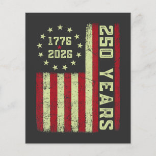Prospectus 11,4 Cm X 14,2 Cm Drapeau Usa 250e Anniversaire