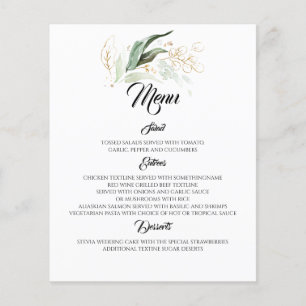 Prospectus 11,4 Cm X 14,2 Cm Dreamy Greenery et Eucalyptus Menu Mariage Feuille