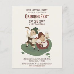 Prospectus 11,4 Cm X 14,2 Cm drôle couple bavarois invitation à Oktoberfest