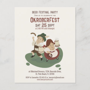 Prospectus 11,4 Cm X 14,2 Cm drôle couple bavarois invitation à Oktoberfest Fly