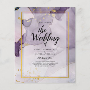Prospectus 11,4 Cm X 14,2 Cm Dusty Purple Gold Alcohol Encre Mariage Abstrait