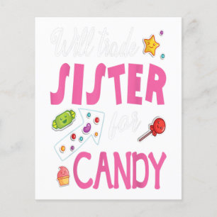 Prospectus 11,4 Cm X 14,2 Cm Échangerai Sœur Contre Bonbons Joyeux Cadeau de Pâ