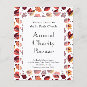 Prospectus 11,4 Cm X 14,2 Cm Elégant Art Déco Feuilles Automne Motif Automne