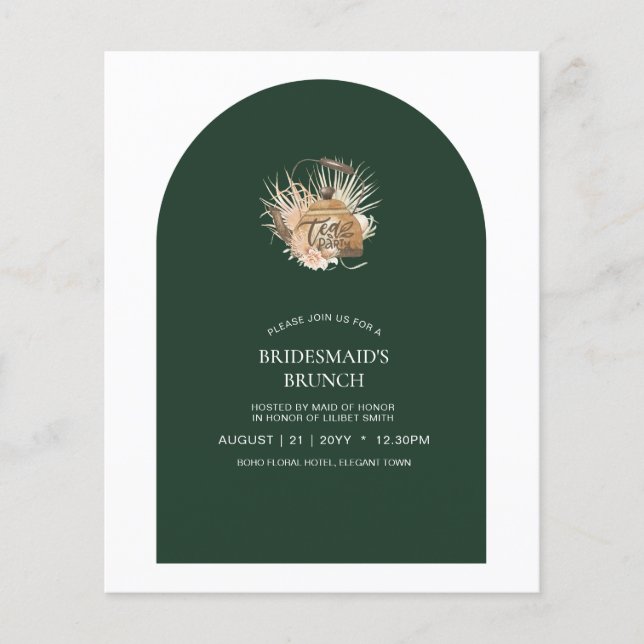 Prospectus 11,4 Cm X 14,2 Cm Élégant BUDGET Emerald Mariage de la typographie v (Devant)