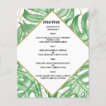 Élégant budget MARIAGE Tropical MENU.