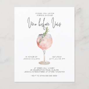 Prospectus 11,4 Cm X 14,2 Cm Élégant budget Vino rose avant Vows Fête des marié