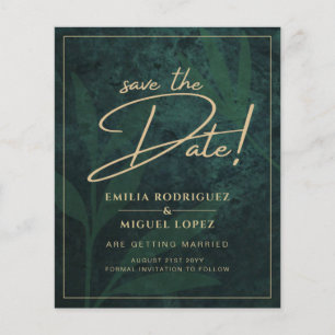Prospectus 11,4 Cm X 14,2 Cm Elegant Green Gold Enregistrer la date QR Code RSV
