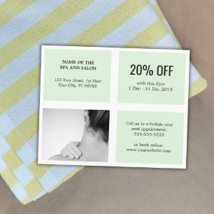 Prospectus 11,4 Cm X 14,2 Cm Élégant nettoyant blanc vert photo Massage