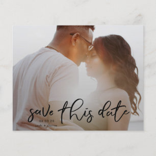 Prospectus 11,4 Cm X 14,2 Cm Élégant Onyx Photo Calligraphie enregistrer date b