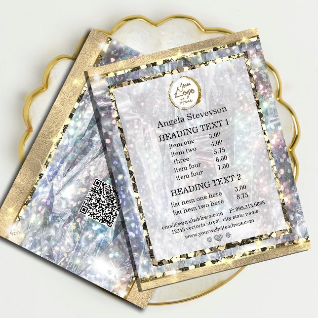 Prospectus 11,4 Cm X 14,2 Cm Elégant or Silver Holographe Parties scintillant u ( Elevate your event with a touch of luxury and sparkle! #diamond #luxuryflyer #silverandgoldflyer)