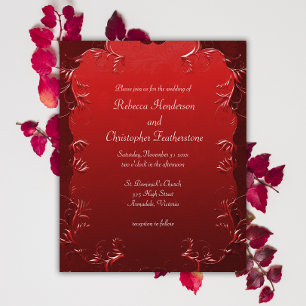 Prospectus 11,4 Cm X 14,2 Cm Elégant Parchemin Rouge abordable Invitation de ma
