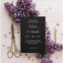 Elégante faire-part de mariage classique noir et b