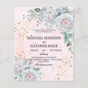 Prospectus 11,4 Cm X 14,2 Cm Elégante invitation de mariage. Flyer
