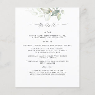 Prospectus 11,4 Cm X 14,2 Cm Elégante verdure Blanc Nettoyé Menu Mariage