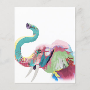 Prospectus 11,4 Cm X 14,2 Cm Eléphant coloré cool tendance