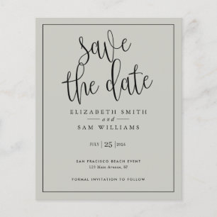 Prospectus 11,4 Cm X 14,2 Cm Enregistrer la date Grey Elegant Simple Budget