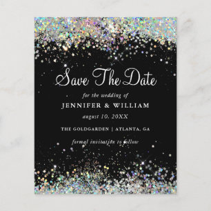Prospectus 11,4 Cm X 14,2 Cm Enregistrer la date Holographique Parties scintill