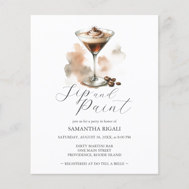 Prospectus 11,4 Cm X 14,2 Cm Espresso Martini Sip & Peinture Flyer (Devant)