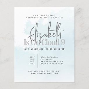 Prospectus 11,4 Cm X 14,2 Cm Est Sur Cloud Neuf Moderne Invitation De Douche Nu