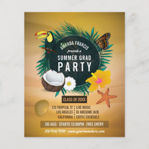 Prospectus 11,4 Cm X 14,2 Cm Exotic Tropical Beach Graduation Party Invitation