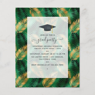 Prospectus 11,4 Cm X 14,2 Cm Exotic Tropical Green and Gold Graduation Party