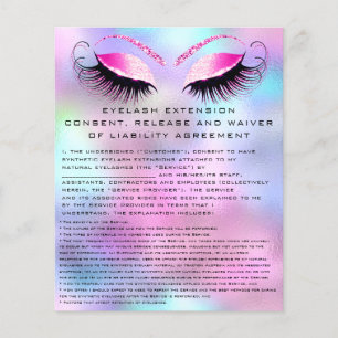 PROSPECTUS 11,4 CM X 14,2 CM EYELASH EXTENSION CONSENTEMENT, LIBÉRATION ET ATTE
