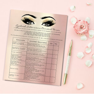 Prospectus 11,4 Cm X 14,2 Cm Eyelash Extension Liability Waiver Rose Gold