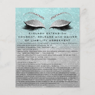 Prospectus 11,4 Cm X 14,2 Cm EYELASH EXTENSION RELEASE WAIVER Blue Silver