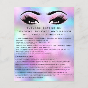 Prospectus 11,4 Cm X 14,2 Cm EYELASH EXTENSION RELEASE WAIVER Holograph Pink