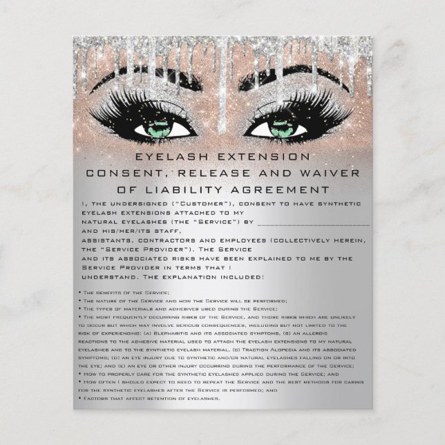 Prospectus 11,4 Cm X 14,2 Cm EYELASH EXTENSION RELEVER WAIVER Green Eye (Devant)