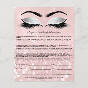 Prospectus 11,4 Cm X 14,2 Cm Eyelash Extension Responsabilité Renonciation Rose