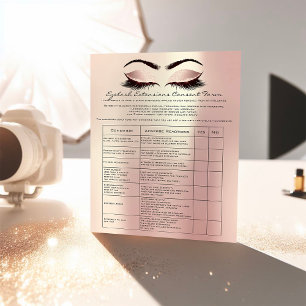Prospectus 11,4 Cm X 14,2 Cm Eyelash Extension Responsabilité Renonciation Rose