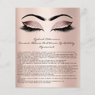 Prospectus 11,4 Cm X 14,2 Cm Eyelash Extension Responsabilité Renonciation Rose