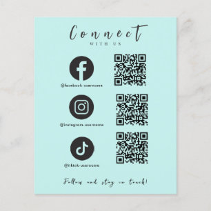 Prospectus 11,4 Cm X 14,2 Cm Facebook Instagram Tiktok QR Code bleu clair