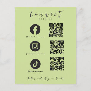 Prospectus 11,4 Cm X 14,2 Cm Facebook Instagram Tiktok QR Code Lime Green