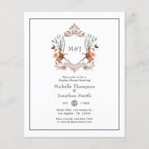 Prospectus 11,4 Cm X 14,2 Cm Faire-part de douche de couples avec monogramme de