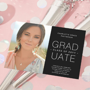 Prospectus 11,4 Cm X 14,2 Cm Faire-part de graduation budgétaire photo minimali
