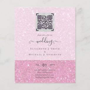 Prospectus 11,4 Cm X 14,2 Cm Faire-part de mariage à code QR moderne et budget