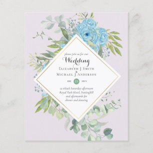 Prospectus 11,4 Cm X 14,2 Cm Faire-part de mariage à fleurs bleues BUDGET Eucal