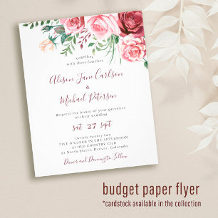 Prospectus 11,4 Cm X 14,2 Cm Faire-part de mariage à l'aquarelle florale rustiq