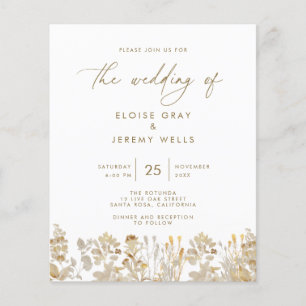 Prospectus 11,4 Cm X 14,2 Cm Faire-part de Mariage à Petit Budget   Flyer Bella