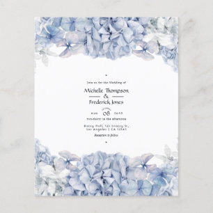 Prospectus 11,4 Cm X 14,2 Cm Faire-part de mariage Blue Hydrangeas