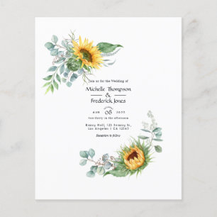 Prospectus 11,4 Cm X 14,2 Cm Faire-part de mariage Bohème Tournesol Eucalyptus