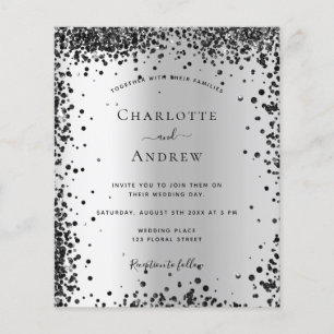 Prospectus 11,4 Cm X 14,2 Cm Faire-part de mariage budgétaire argent noir métal