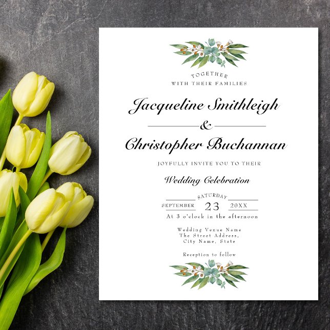 Prospectus 11,4 Cm X 14,2 Cm Faire-part de mariage budgétaire Eucalyptus (Créateur téléchargé)